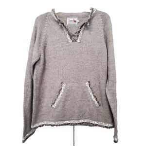 The Alpaca Connection Alpaca Wool Long Sleeve Lace-Up Neck Pullover Size Large